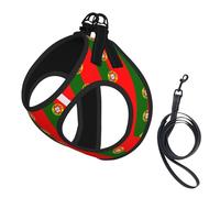 Portuguese Flag Print Small Dog Harness And Leash Set, Adjustable Soft Vest With 360° Reflective Straps For Cats Puppy