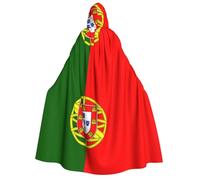 Portuguese flag print Unisex Medieval Viking Hooded Cape Cloak for Halloween Cosplay, Christmas Party Costume Outfits