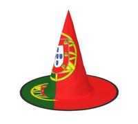 Portuguese flag Print Witch Hat Halloween Party Cosplay Costume Accessory | Women Halloween Witch Hat, Pointed Cosplay Costume Accessory, Black Purple Pink
