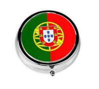 Portuguese Flag Round Mini Pill Box, 3 Compartment Pill Box, Portable Pill Box, can be Put into Wallet, Pocket, Light and Convenient