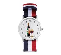 Portuguese Flag Wine Wrist Watches for Men Women Casual Braided Strap Easy Reader for Work Workout