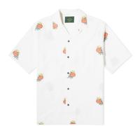 Portuguese Flannel Men's Embroidered Bouquet Vacation Shirt White