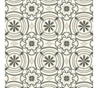 Portuguese Porcelain Floral Tile Vinyl By Remland (Beige Floral Tile, 3M X 4M)