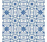 Portuguese Porcelain Floral Tile Vinyl By Remland (Blue Floral Tile, 3M X 4M)