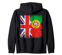 Portuguese Roots | Half British Flags | UK Portugal Vintage Zip Hoodie