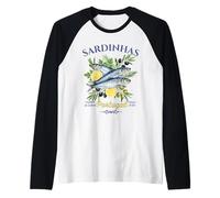 Portuguese Sardines Lisbon Lemon Olive Mediterranean Coastal Raglan Baseball Tee