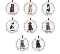 Portuguese Water Dog Personalised Round Shaped Personalised Christmas Tree Bauble - With the name of your choice - 8 Different Designs Available At Customisation Point