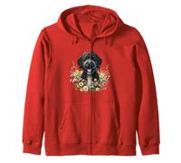 Portuguese Water Dog Summer Wildflowers Artwork Zip Hoodie