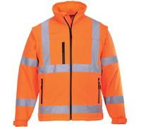 Portwest 2 in 1 Waterproof Hi Vis Softshell Jacket Orange XL
