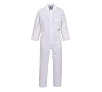 Portwest 2802 Standard Coverall Polycotton Concealed Stud Front | White, 2X Large, UPF 40+, Multi Pocket, 245gsm Polycotton, Machine Washable, Durable, Workwear