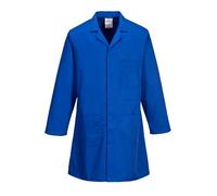 Portwest 2852 Standard Lab Coat Unisex Work Jacket Chore Coat Durable Kingsmill Polycotton Professional Workwear 3 Pockets Stud Front, Royal Blue, XL