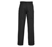 Portwest 2885 Preston Trousers Sewn in Front Centre Seam Button Closure | Black, 44 Waist, UPF 40+, Tall Leg, Cotton Polyester, 2 Side Pockets, Durable, Belt Loops, Zip Fly, One Hip Pocket, Workwear