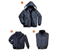 Portwest 4-in-1 Bomber Jacket, Size: M, Colour: Navy, F465NARM