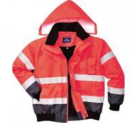 Portwest Hi-Vis Contrast Bomber Jacket, Colour: Red/Navy, Size: XL, C465RNRXL