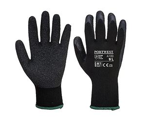 Portwest A100 Grip 10 Latex Glove Breathable Seamless Liner Cut Resistant | Black, 2X Large, EN ISO 21420 Dexterity 4, CE Certified, EN 388, Polyester, 100% Polyester, Open Back