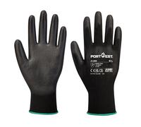 Portwest A120 Grip 13 PU Palm Work Gloves Silicone Free | Black, 3X Large, EN 388, ANSI A1, Abrasion Level 5, PU Palm, 13 Gauge, Silicone Free, General Handling