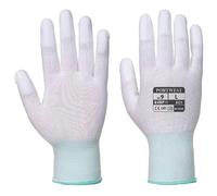Portwest A121WHRS PU Fingertip Glove, Regular, Size: Small, White