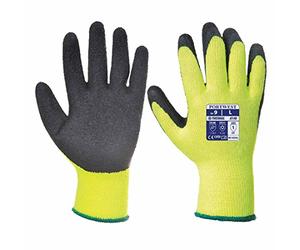 Portwest A140 Cold 10 Latex Crinkle Glove Cut Resistant Thermal Polyester | Black, X Large, EN ISO 21420 Dexterity 4, EN 511, EN 388, Split Leather, Breathable Seamless Liner, Heavy Duty, Construction