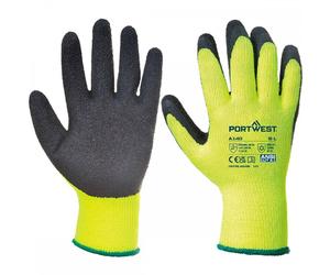 Portwest A140 Thermal Grip Latex Glove Black M Colour: Black, Hand Siz M