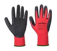 Portwest A174 Grip 13 Latex Crinkle Glove Breathable Waterproof Open Back | Red/Black, Small, EN ISO 21420 Dexterity 5, CE Certified, EN 388 (2121X), Regular Fit, Polyester, Elasticated Cuffs, Durable