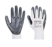 Portwest Flexo Grip Nitrile Tradesmans Gloves Grey / White M
