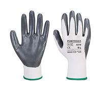 Portwest Flexo Grip Nitrile Tradesmans Gloves Grey / White XL