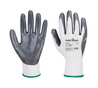 Portwest Flexo Grip Nitrile Tradesmans Gloves Grey / White S