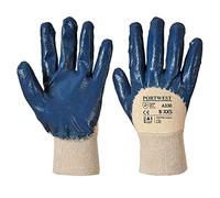 Portwest A330 Grip 12 Nitrile Light Knitwrist Glove Jersey Cotton Lining | Navy, X Large, EN ISO 21420 Dexterity 5, CE Certified, EN 388, Jobs Requiring High Dexterity, Lightweight, Construction