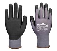 Portwest A356 ESD 15 Nitrile Essential Work Gloves Anti Static Hand Protection Touchscreen Compatible Silicone Free Durable Grip Lightweight, Grey/Black, M