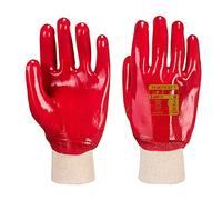 Portwest A400 Dipped Workwear PVC Knitwrist Glove Red, Large
