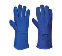 Portwest A510 Welders 210 Split Leather Blue Gauntlet Cut Resistant | Blue, X Large, EN 12477, EN 388, EN 407, EN ISO 21420, Soft and Comfortable Cotton, Fully Lined, Durable, Welding