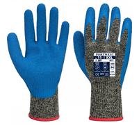 Portwest A611 Aramid HR Cut Latex Glove Black/Blue Size: S Colour: Bla S