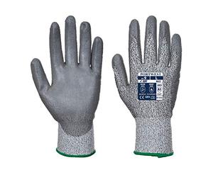 Portwest A622 Cut Resistant MR PU Palm Glove Grey, Medium | Grey, Medium, ANSI A3, 13 Gauge Seamless Liner, Heavy Duty, Construction