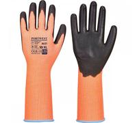 Portwest A631 Vis-Tex Cut Glove Long Cuff Orange/Black Size: M Colour: M