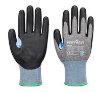 Portwest A644 CS Cut D15 Nitrile Work Safety Gloves Level D Cut Protection 15 Gauge Liner Reinforced Thumb Crotch Touchscreen Grip Heat Resistant, Grey/Black, XXL