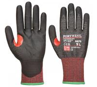Portwest A670 CT200 AHR13 PU Cut Glove Black Size: S Colour: Black, Ha S