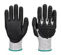 Portwest A723 TPV Impact Cut Resistant Glove Grey/Black, Large | Grey/Black, Large, CE Certified, OEKO-TEX 100, HPPE Glass Fibre Liner, EN388 Level C, Sandy Coating, Low Lint