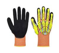 Portwest A727 Anti Impact Safety Work Gloves - Cut Resistant & Impact Reducing Protective Work Gloves Orange/Black, Medium