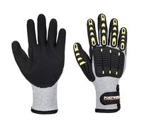 Portwest A729 Anti Impact Thermal Safety Work Gloves - Cut Resistant & Impact Reducing Winter Protective Work Gloves Grey/Black, Medium