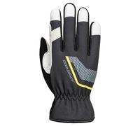 Portwest A775 Mechanic 110 Leather Palm Work Safety Gloves Durable Goatskin Reinforced Thumb Touchscreen Compatible High Dexterity Hand Protection, Black, S