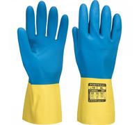 Portwest A801 Double Dipped Latex Gauntlet Yellow/Blue Size: M Colour: M