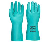 Portwest A812 Chem 330 Nitrile Plus Gauntlet Chemical Resistant Lightweight | Green, X Small, EN 388 (4101X), CE Certified, EN ISO 374-1, ISO 18889, High Dexterity, Flock Lined, Food Safe, Industrial