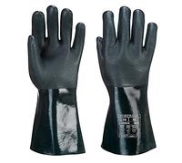 Portwest A835 Chem 350 PVC Double Dipped Gauntlet Chemical Resistant | Green, X Large, EN ISO 374-1 Type B, CE Certified, EN 388, Sandy Palm Finish, Phthalate Free, Jersey Lined, Dexterity 5