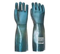 Portwest A845 Chem 450 PVC Double Dipped Gauntlet Chemical Resistant | Green, X Large, EN ISO 374-1 Type B, CE Certified, EN 388, Sandy Palm Finish, Phthalate Free, Jersey Lined, Dexterity 5