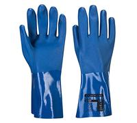 Portwest A880B Trawlmaster 30cm Gauntlet Padded Long Peak Liquid Protection | Blue, X Large, CE Certified, EN 388, Loose Fit, Soft and Comfortable Cotton, Extremely Flexible PVC, Sandy Finish, ABS Shell