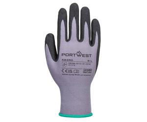 Portwest AB350 Grip 15 Nitrile Sandy Work Safety Gloves High Dexterity Oil Resistant Durable General Handling Protection (12 Pairs), Grey/Black, L