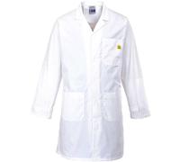 Portwest AS10 Anti-Static ESD Coat 2 Lower Pockets Concealed Stud Polyester