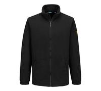 Portwest AS26 Anti-Static ESD Fleece Jacket CE Certified EN 61340 Workwear with Zipped Pockets Carbon Fibre Midlayer Polar Fleece 280g, Black, S