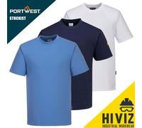 Portwest Anti-Static ESD T-Shirt Crew Neck Electrostatic Dicharage Top Hi Cotton
