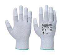Portwest Anti-Static PU Fingertip Glove 1 Pair Grey 2XL (Pack of 12)